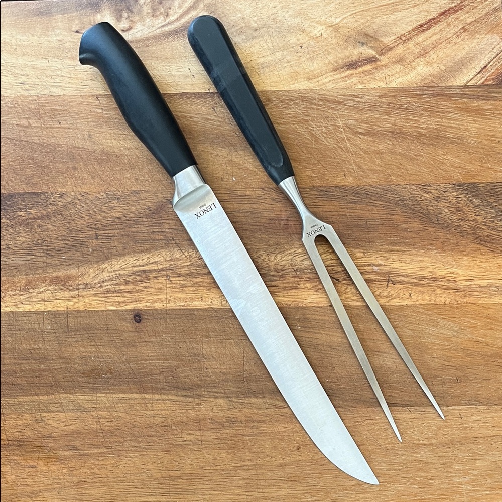 Stainless steel, knife and fork carving set